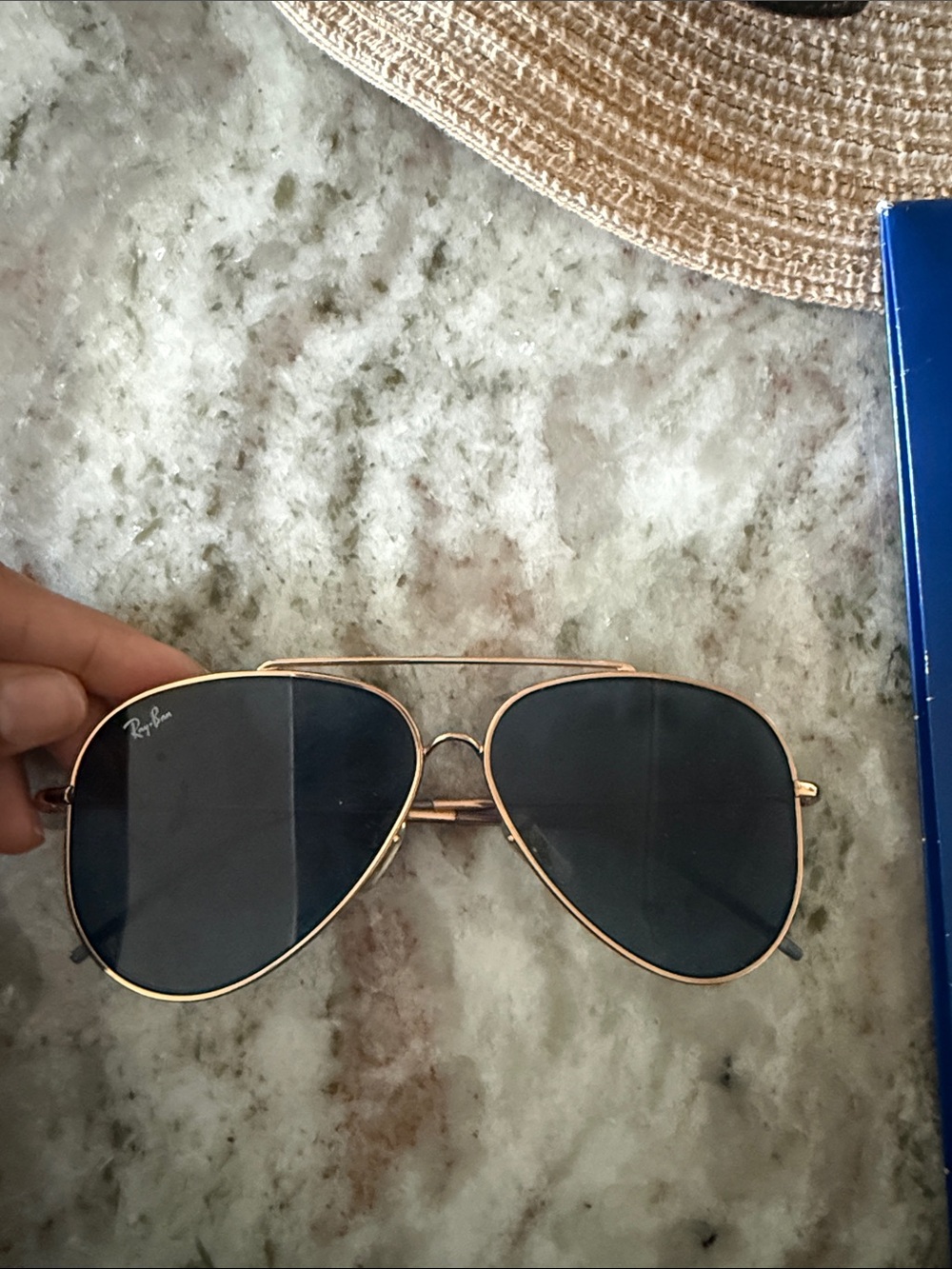 Ray-Ban Gold Frame Sunglasses with Black Lenses